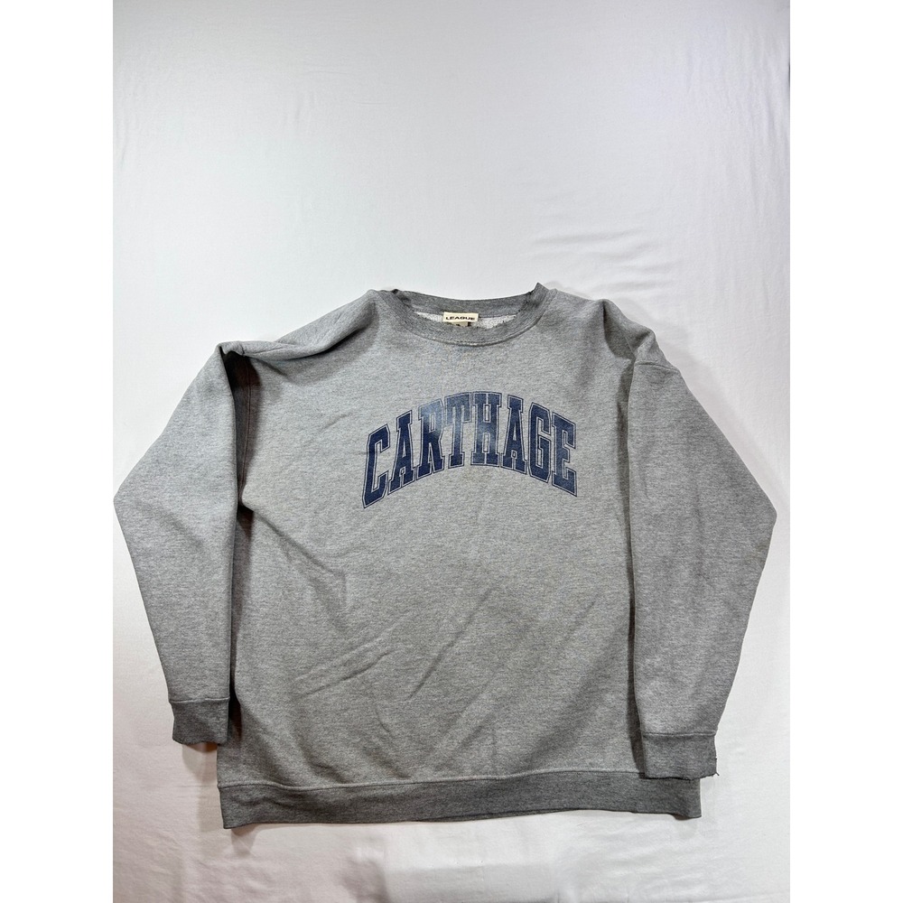 League Carthage College Sweatshirt Mens XL Gray Crewneck Pullover Graphic Logo